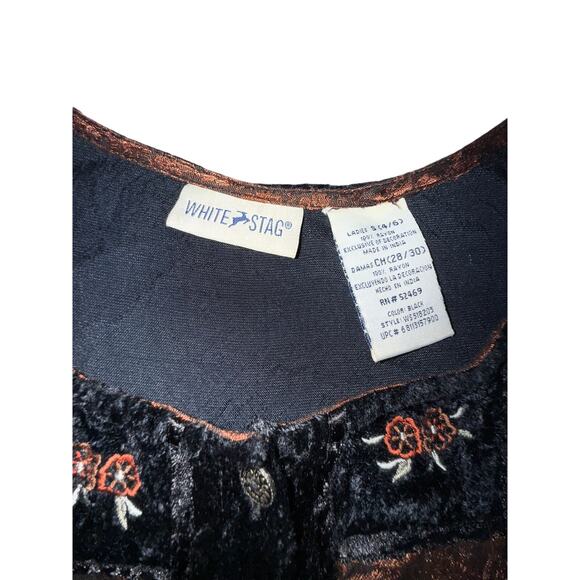 Vintage 90s White Stag Velvet Dress with Rust Embroidery Detail Sz Small - Picture 3 of 4
